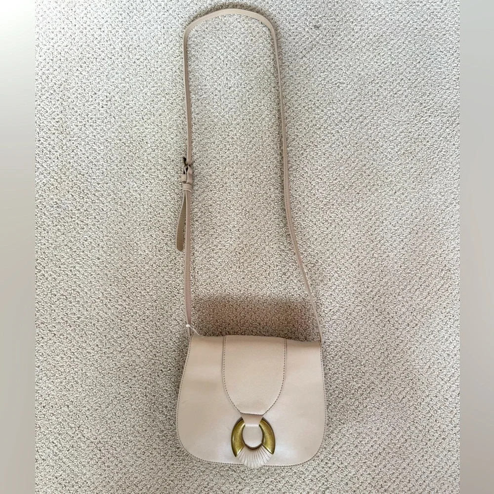 Lucky Brand Leather Cream / Off White Western Crossbody Bag with Gold Hardware